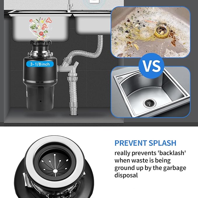 RQYEKDO Garbage Disposal Splash Guard with Garbage Disposal Drain Cover for Sink, 3 1/8 Inch Rubber Garbage Disposal Stopper and Sink Baffle Drain Plugs for Waste King, Whirlaway and GE Models