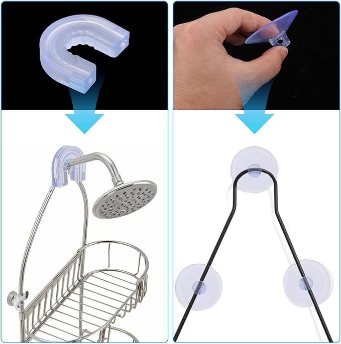 Sliverdew Suction Cups for Shower Caddy, 6 Pcs Shower Caddy Suction Cups with 3 Pieces Rubber Rings Large Suction-Cup for Bathroom, Easy to Attach