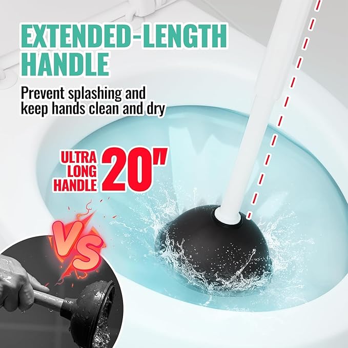2PACK 4 in 1 Toilet Brush and Plunger Set with Crevice Cleaning Brush, Toilet Plunger and Brush Set with Extra Long Handle, Plungers for Bathroom Accessories, Toilet Plunger with Holder, White