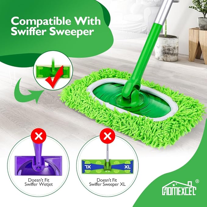 HOMEXCEL Reusable Microfiber Mop Pads,Mop Pads Replacements for Wet & Dry Use, Floor Cleaning Sweeping Mopping Pads Refills for Household Cleaning, Pack of 4