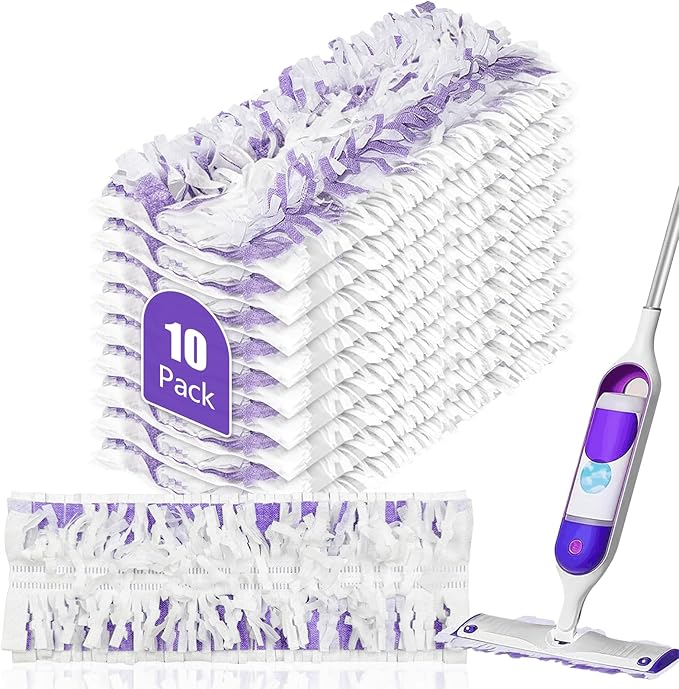 10 Pack Disposable Mopping Pads Refills for Swiffer PowerMop Multi-Surface & Wood Mops, Spray Clean Pads Replacement for Floor Cleaning（Purple Without Handle）