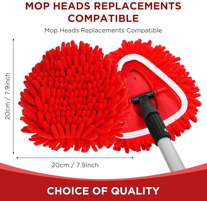 Baderke 6 Pack Chenille Mop Heads Replacements Compatible with 1 Tank System Chenille Duster Replacement Heads Microfiber Spin Mop Refill Pads Reusable Dust Refills for Floor Cleaning (Red)