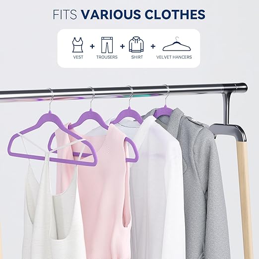 Premium Velvet Hangers 60 Pack, Non Slip Clothes Felt Hanger Heavy Duty for Coat, Premium Slim Space Saving Suit Hangers for Closet Organizer, 360° Rotating Silver Hook