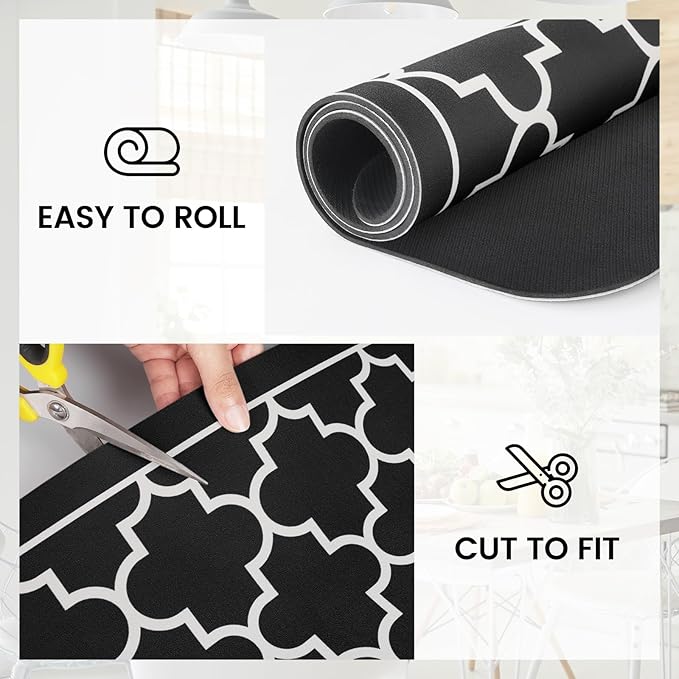 WISELIFE Dish Drying Mat Super Absorbent Drying Mat Large Dish Drying Mats for Kitchen Counter Easy Clean Dish Mat Kitchen Drying Mat16"x 24" Stylish Black