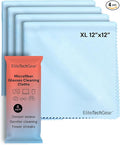 Elite Screens Microfiber Cleaning Cloth - 12" x 12", 4-Pack, Blue - Oversized Screen Cleaning Cloth - Streak-Free Glasses Wipes - Scratch-Resistant Lens Wipes for Eyeglasses