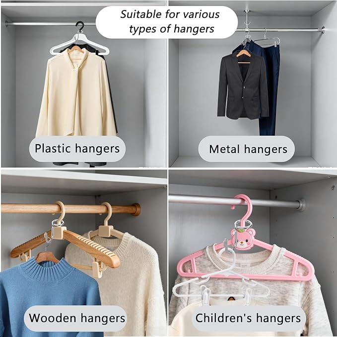 15 Pcs Hanger Hooks Extender Clothes Connector Space Saving Triangles for Hangers Connectors Extenders Closet Organizer Hooks Fits All Standard Hangers Maximize Wardrobe Space