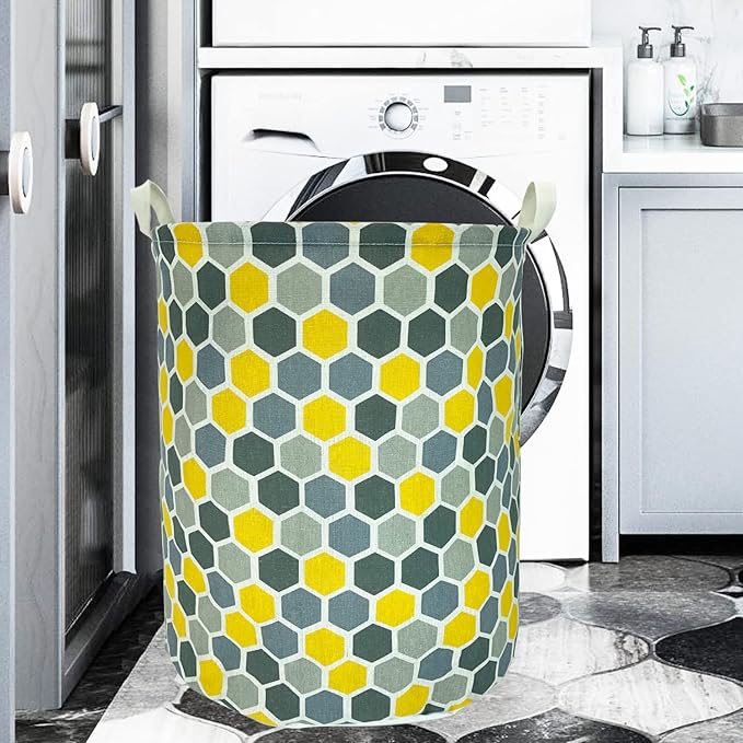 Merdes 19.7’’ Waterproof Foldable Laundry Hamper, Dirty Clothes Laundry Basket, Linen Bin Storage Organizer for Toy Collection (Honeycomb)