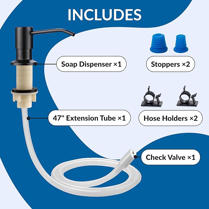 Soap Dispenser for Kitchen Sink,Matte Black Stainless Steel Countertop Dish Sink Soap Dispenser Pump with 47 '' Extension Tube kit