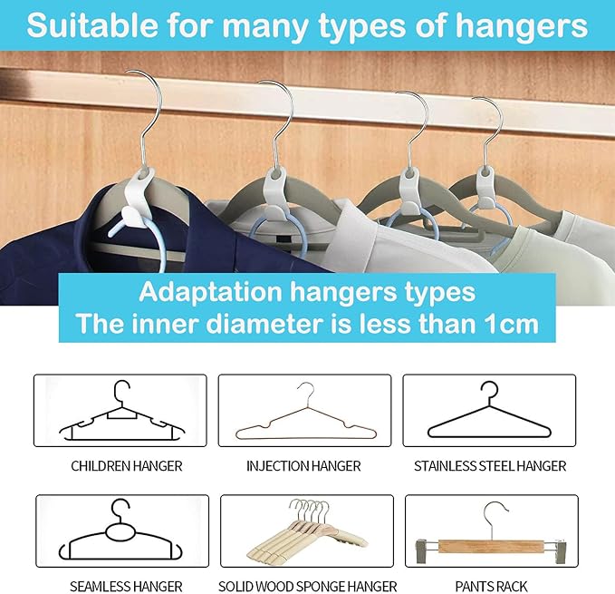 DG HOME & MORE Space Saving 40 PC Plastic Clothes Hangers with Hanger Connector Hooks, White