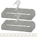 Velvet Pants Hangers Non Slip 20 Pack Plastic Velvet Pant Hangers, Rectangular Slim Velvets Hanger with 10 Hooks for Jean, Bra, Shorts (Grey)