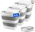 3 Pcs 42L Medium Collapsible Plastic Laundry Basket with Handles, Foldable Laundry Basket Hamper, Pop Up Storage Container Organizer for Washing Storage (Gery, 17 Inch * 13 Inch * 15 Inch)