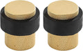 Solid Brass Door Stopper Heavy Duty Cylindrical Floor Mount Door Stop with Rubber, Wall Protector Mounted Doorstop Protect Door Knobs, 1-3/5" Height, 2 Pack, Brushed Brass