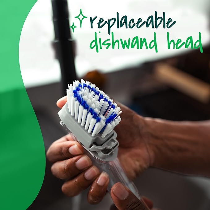 Scotch-Brite Odor Resist Soap Control Dishwand Brush, Non-Scratch Cleaning Brush with Scraper, Stands Upright, 4-Pack