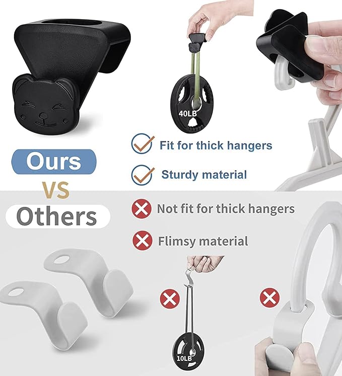 Closet Space Saving Hanger Hooks 90 Pack Heavy Duty, Triple Cascading Clothes Hangers Connector Hooks. Plastic Extender Organizer Hangers Space Saving for Clothes Space Saver for Accessories