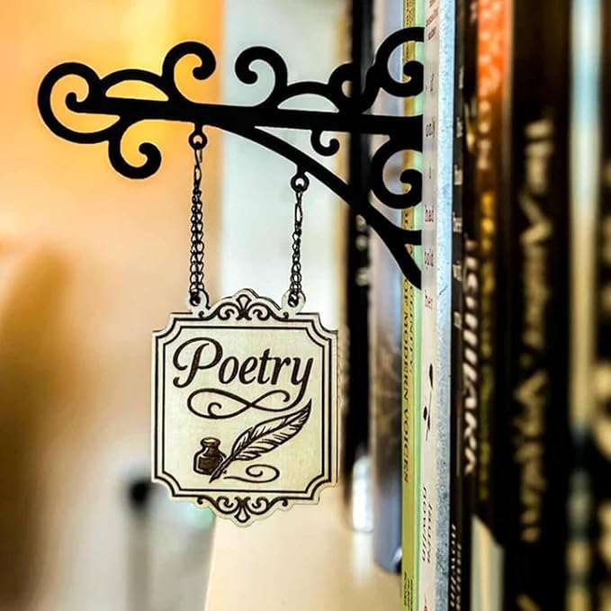 Book Nook Tavern Signs– Genre Shelf Labels with Hanging Brackets, Tavern-Style Book Nook Decor, Bookshelf Genre Signs for Home Library Book Dividers for Shelves,Home Library Book Dividers for Shelves (Dark Romance)