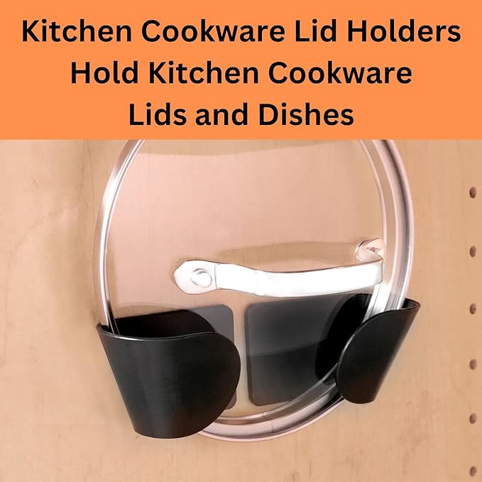 4 Pcs Set Pan Lid Organizer - 2 Holder Sets Kitchen Wall Cookware Lids Pots And Pans - Pot Lid Organizer For Cabinet Door Organizers Inside Cabinet - Lid Holders For Pots And Pans Fit All Lids Sizes