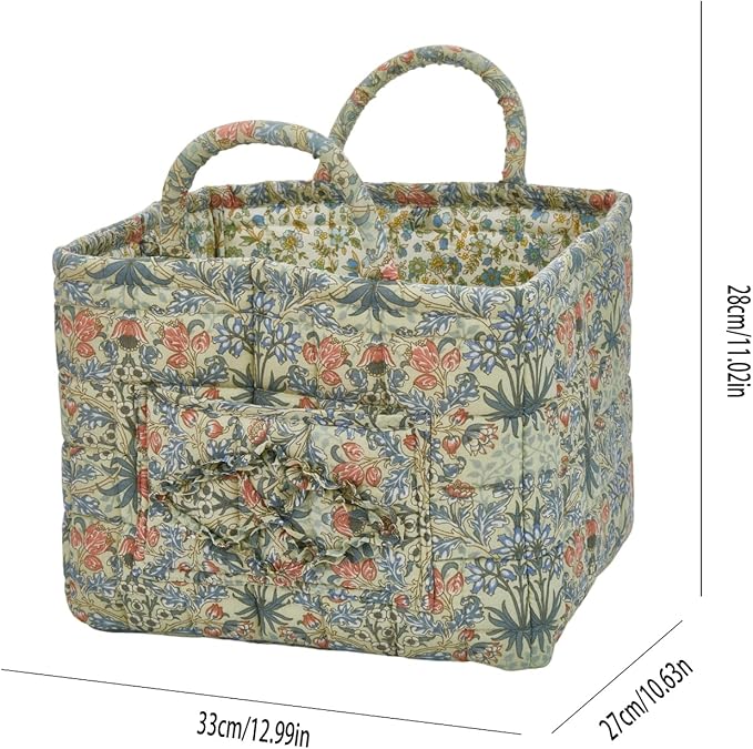 Boho Fabric Storage Basket, Large Capacity Laundry Basket, 12.2'' x 10.23'' x 10.23'' Collapsible Laundry Hamper with Easy Carry Handles (C Multi-Color 10, L)