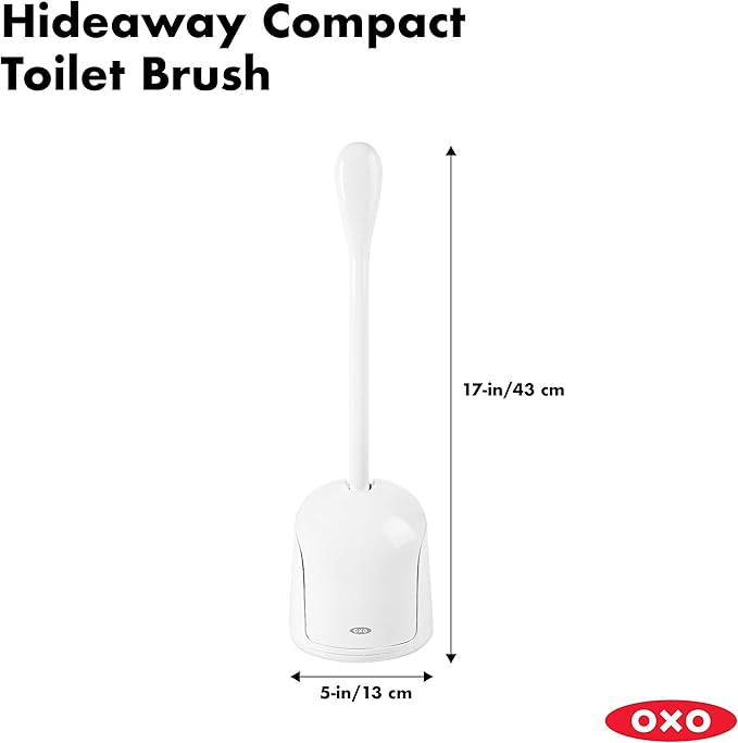 OXO Good Grips Compact Toilet Brush & Canister, White, 6" x 4-3/4" x 17-1/4" h (Pack of 2)