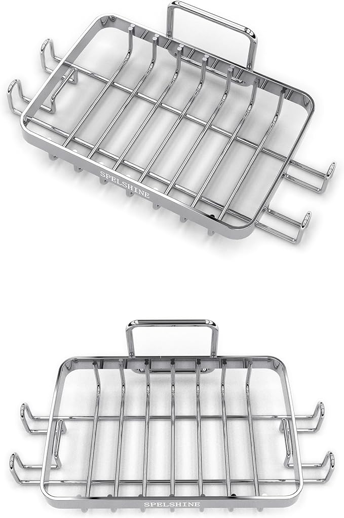 White Silver Soap Dish for Shower 2 Pack, Suction Cup Square Shower Soap Holder - 304 Stainless Steel Silver Soap Saver - Comfortable Essential for Apartment, Home and Dormitory