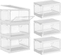 SNSLXH Clear Storage Bins with Lids, Stackable Storage Bins with Magnetic Doors Open Front, Plastic Storage Bins for Living Room, Bedroom, Study Room and Office, 3 Packs, 24QT