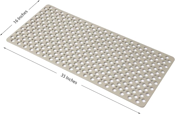 Nonslip Bathtub Mat Extra Soft TPE Bath Mat for Kids, Machine Washable Bathroom Shower Mat, Smooth/Non-Textured Tubs Only, 35L x 16W Inch (Light Brown)