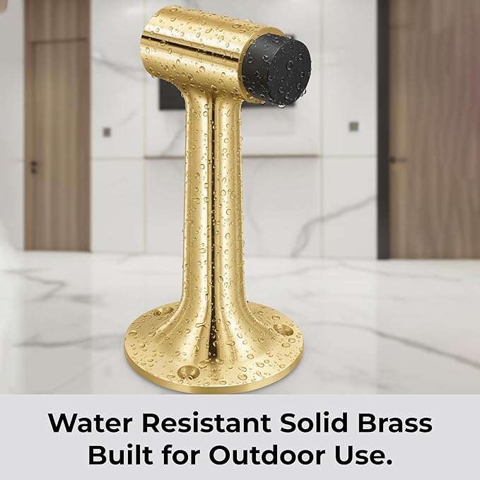 Heavy Duty 6″ Door Stop, Solid Brass Commercial Grade, Floor Mount Stopper (Polished Brass)