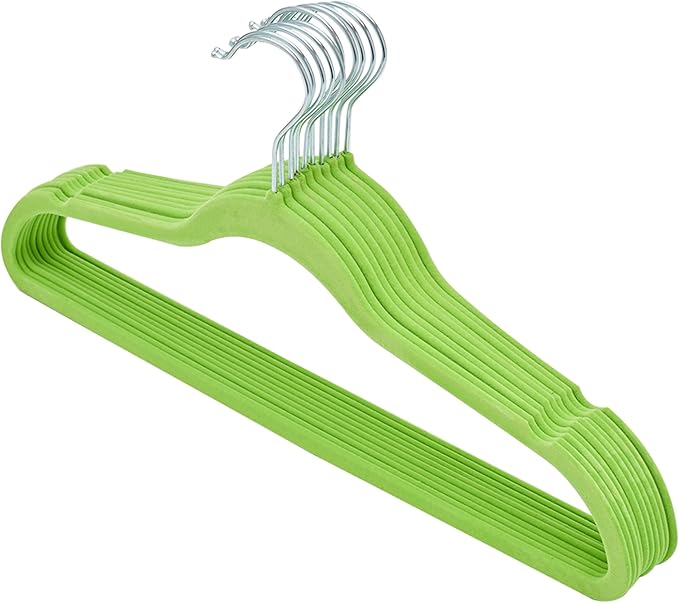10 PACK VELVET HANGER GREEN