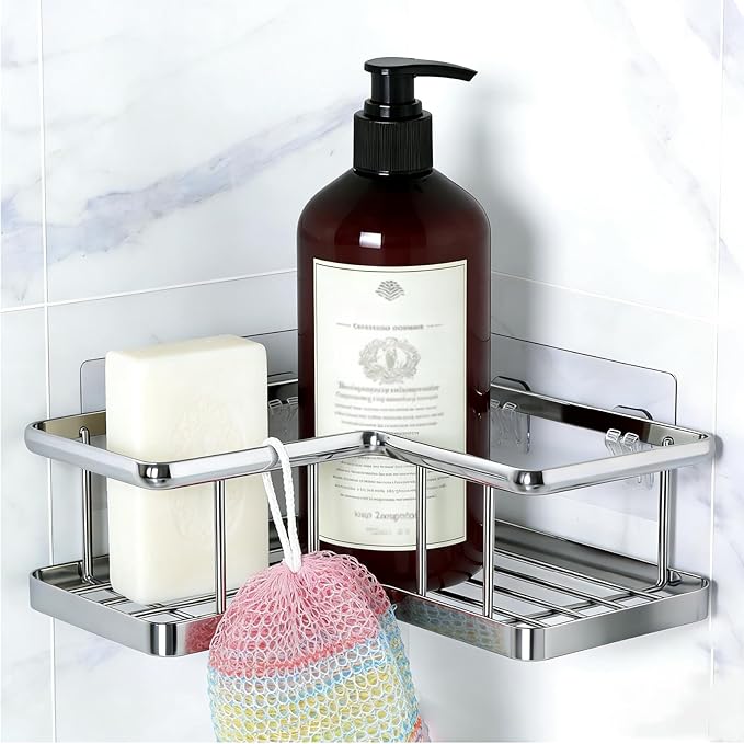 Shower Caddy Adhesive Replacement - 14pcs Clear Strong Hook Strip for Shower Caddy Basket Shelf, Bathroom Kitchen Storage