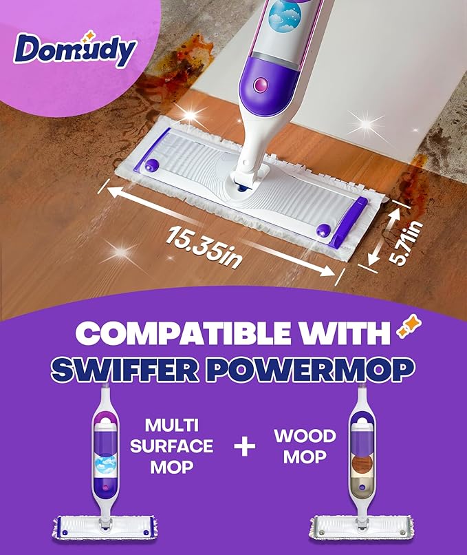 5X Cleaning Power Mop Refills for Swiffer Power Mop, 500+ Strips Multi-Surface PowerMop Refill Pads, 24 Count Disposable Powermop Wood Mops, Replacement Mopping Pad for Floor Cleaning