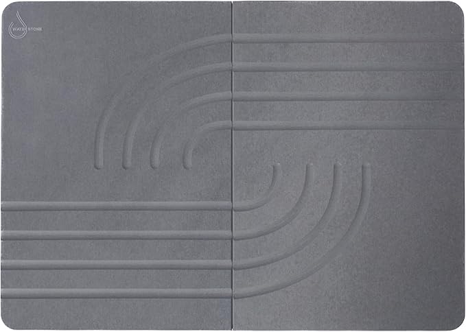 Water Stone Bath Mat, Quick-Dry Bathroom Rug, Gray Standard Size (27.5" x 19.6"), Eco-Friendly, Non-Slip, Absorbent, Modern Design for Safe & Clean Bathroom Floor