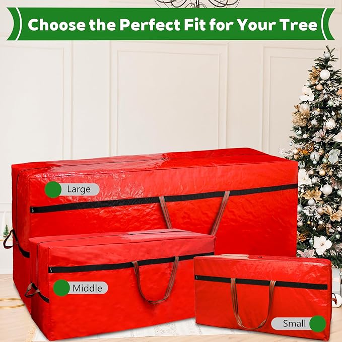 Christmas Tree Storage Bag -7FT/6FT Medium Waterproof Tearproof with 4 Handles Easy to Transport/Organize Dustproof and moisture-proof —Red