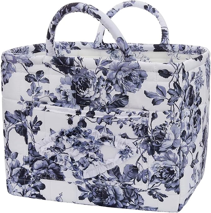 Boho Fabric Storage Basket, Large Capacity Laundry Basket, 12.2'' x 10.23'' x 10.23'' Collapsible Laundry Hamper with Easy Carry Handles (A Multi-Color 1, L)