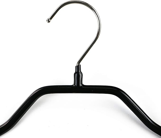 Mawa by Reston Lloyd BodyForm Series Non-Slip Space Saving Clothes Hanger with 2 Clips for Pants or Skirts, Style 42/LK, Set of 2, Black
