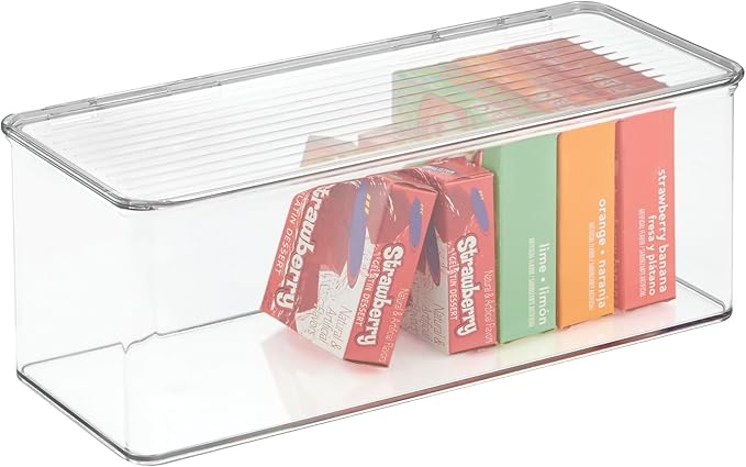 iDesign Recycled Plastic Stackable Pantry Storage Bin with Lid – Clear
