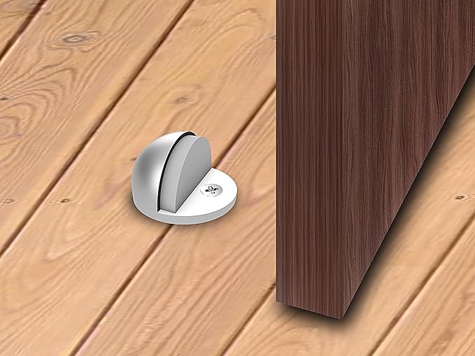 QCAA Low Dome Floor Door Stop, H 25.4 x Diameter 44.5mm, Zinc Die Cast, Satin Nickel, 12 Pack, Made in Taiwan