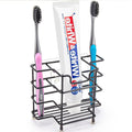 Stainless Steel Toothbrush and Toothpaste Holder for Bathroom - 3-Slot Organizer with Modern Black Design, Space-Saving and Hygienic Bathroom Storage for Countertop or Shower (Medium)