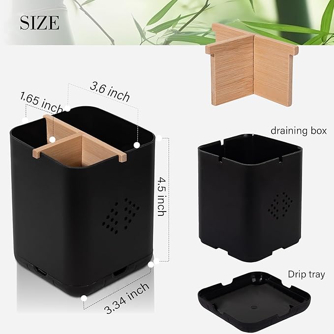 Toothbrush Holders for Bathrooms, Electric Toothbrush Holder Kids Toothbrush and Toothpaste Organizer for Countertop Vanity Accessories Storage (3 Slots Black)