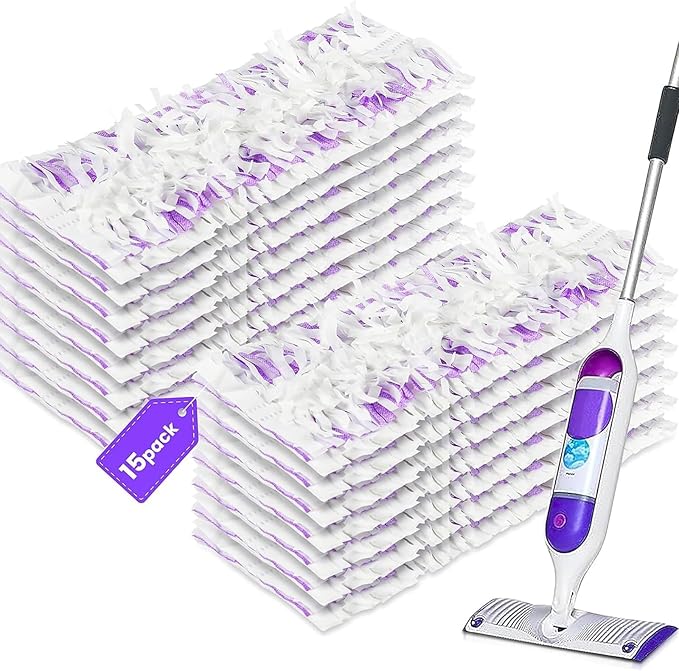 15 Count Pad Refills for Swiffer Power Mop Refill, Absorbent Floor Cleaning Pads for Hardwood, Tile, Laminate Floors