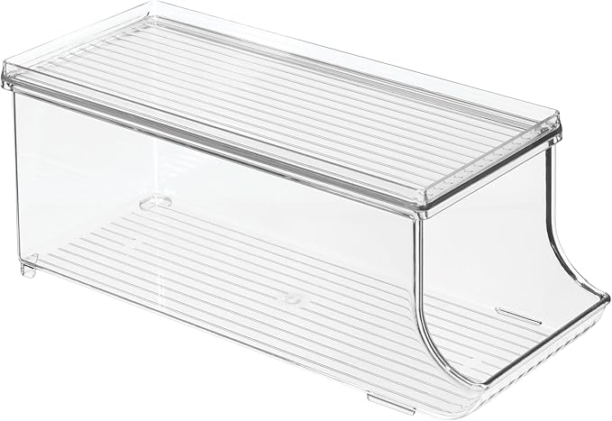 iDesign Soda Can Organizer with Lid for Pantry or Refrigerator - Set of 4 - Clear