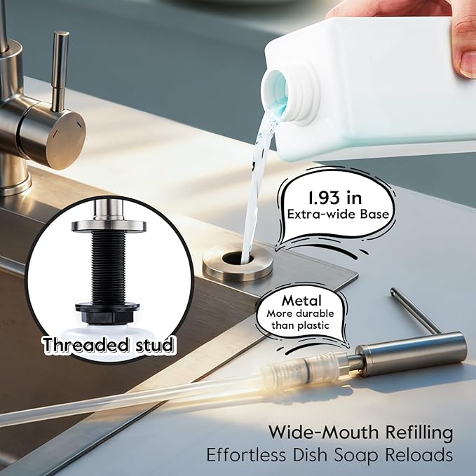 Soap Dispenser for Kitchen Sink Brushed Nickel GAPPO Stainless Steel Countertop Pump Hand Lotion Built in Bottlend Lotion Built in Bottle