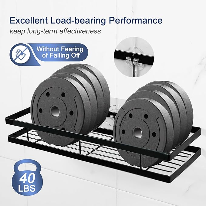 ORD OF SP Shower Caddy Adhesive Replacement, 4 Pack Strong Adhesive Shower Hooks, Water-Proof Shower Adhesive Strips, No Drilling for Corner Shelf Basket, Bathroom Storage Shelves and Kitchen Racks