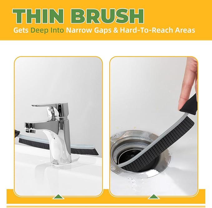 Cleaning Brush - 3 Pcs Hard Bristle Crevice Cleaning Brush, Grout Brush, Scrub Brush Cleaning Supplies, Gap Cleaning Tools for Bathroom Kitchen Toilet Window Track (3, Black)