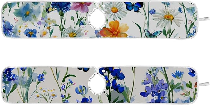 Sink Faucet Absorbing Mat Kitchen Sink Splash Guard Splash Faucet Drip Catcher for Bar RV Bathroom 2PCS 23.6x5.5in Dark Bluebonnet Cornflower