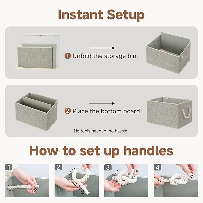 StorageWorks Fabric Storage Bins for Shelves, Storage Baskets for Closet Organization, Organizer Bins for Clothes Storage, Gray, Extra Large, 3-Pack