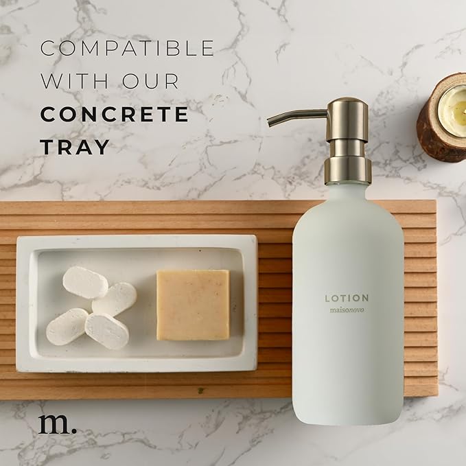 MaisoNovo Soap Dispenser 1-Piece Set | 16.9oz White Bottles with Silver Stainless Steel Pump Core