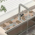 Geometry Blocks Sink Faucet Absorbing Mat Glitter Geometry Super Absorbent Fast Drying Mat Sink Gadgets Behind Faucet Sinkmat for Kitchen Bathroom, 23.5"x5.5"