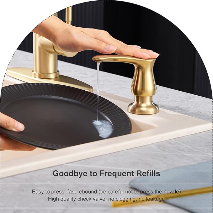 GAGALIFE Kitchen Sink Soap Dispenser Brushed Gold, Under Sink Soap Dispenser with 40" Silicone Extension Tube Kit,Say Goodbye to Frequent Refills