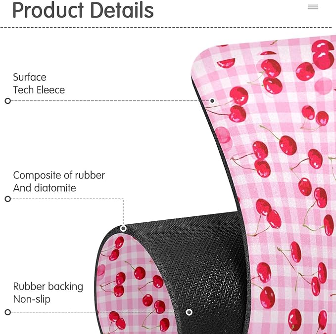 Pink Juicy Checkered Cherry Pink Gingham Kitchen Sink Splash Guard Sink Faucet Mat Faucet Handle Drip Catcher Drain Mats for Kitchen Bathroom Countertop Absorbent Dis