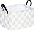 Beige Check Storage Basket Baby Toys Organizer Bins Decorative Gifts Bakset Waterproof Nursery Hamper Women Storage Cube Kids Laundry Basket for Home/Dorm/Kitchen/Pet/Office/Closet/Shelf/