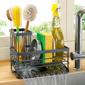 Cisily Sink Caddy Sponge Holder for Kitchen with Brush Holder and Stainless Steel Self Drain Tray, Rustproof Kitchen Sink Organizer for Sponge, Soap Dispenser Storage Accessories (Gray)